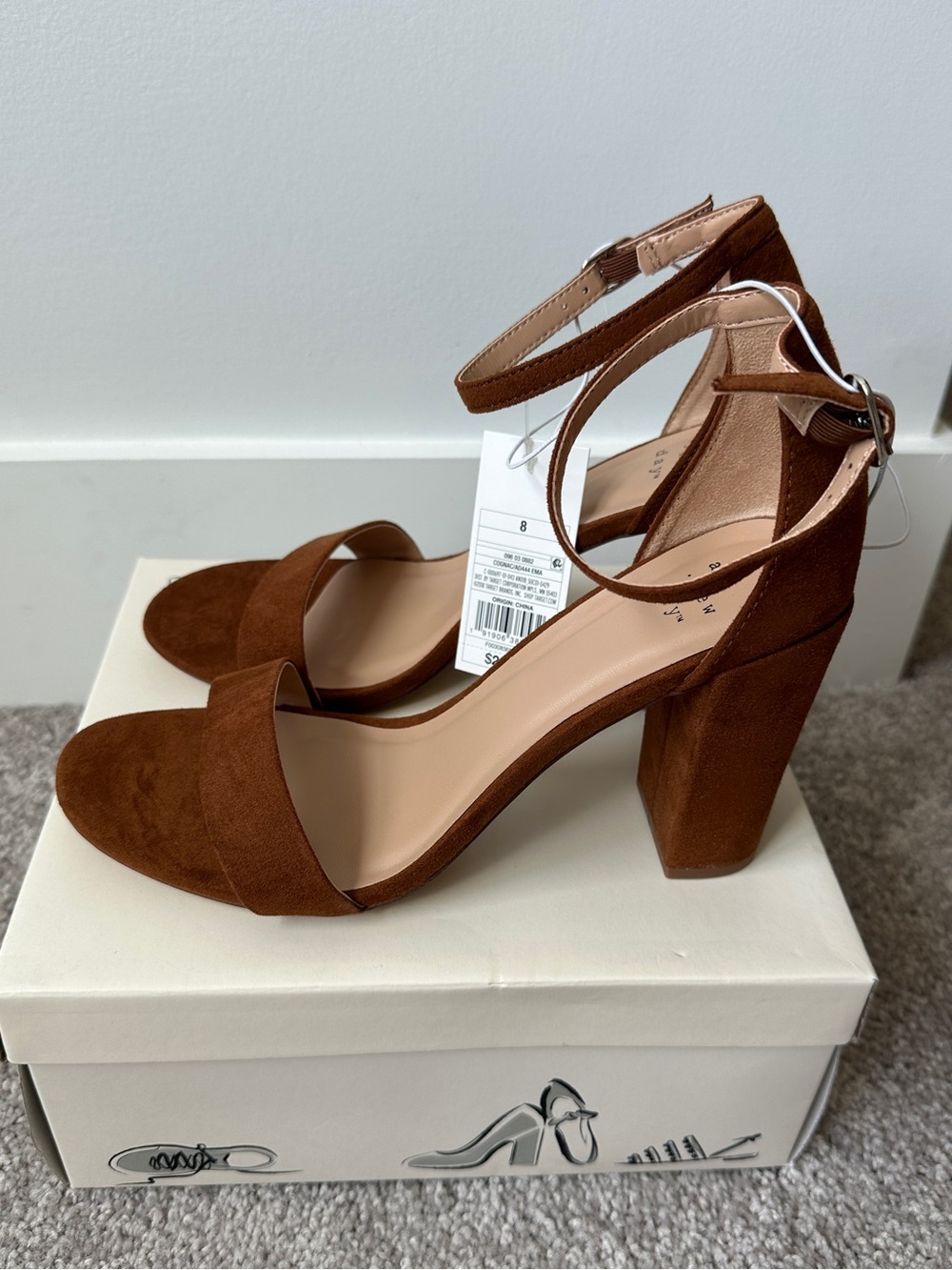 A New Day Women's Ankle Strap Block Heel Sandal - Cognac - Picture 4 of 13